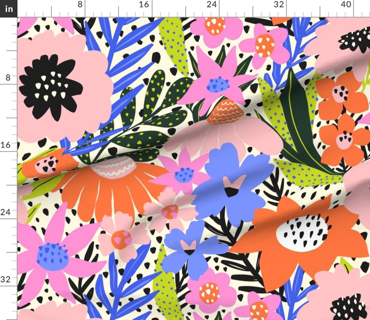 Various Fabrics by the Yard or Fat Quarter Vibrant Flower Happy Floral Modern Maximalist Jumbo Scale Cheerful Custom Printed Fabric by Spoonflower